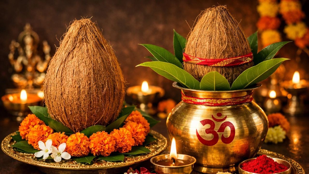 नारियल और कलश: पूजा में उनका महत्व और देवताओं से जुड़ी आध्यात्मिक शक्ति